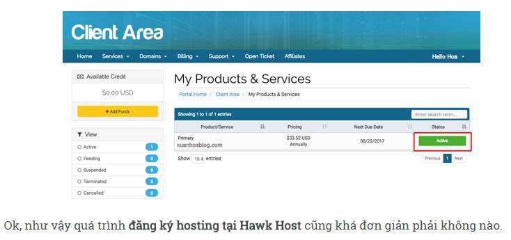 Hướng dẫn đăng ký hosting tại HawkHost