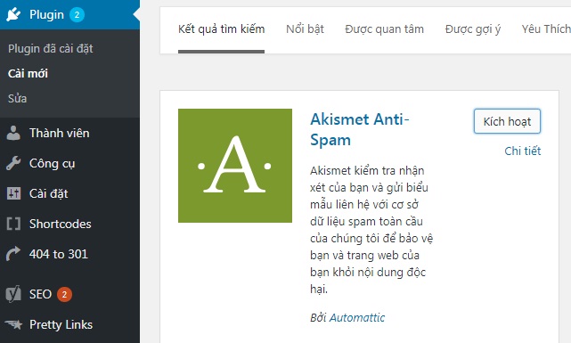 Chống spam WordPress comment bằng plugin Akismet